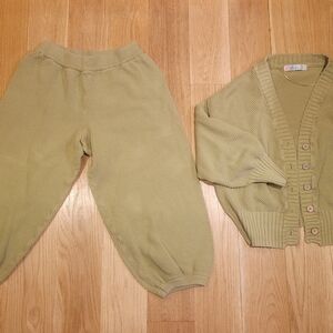 Free People Green Moss 2pc Knit Cardigan and Pants Set